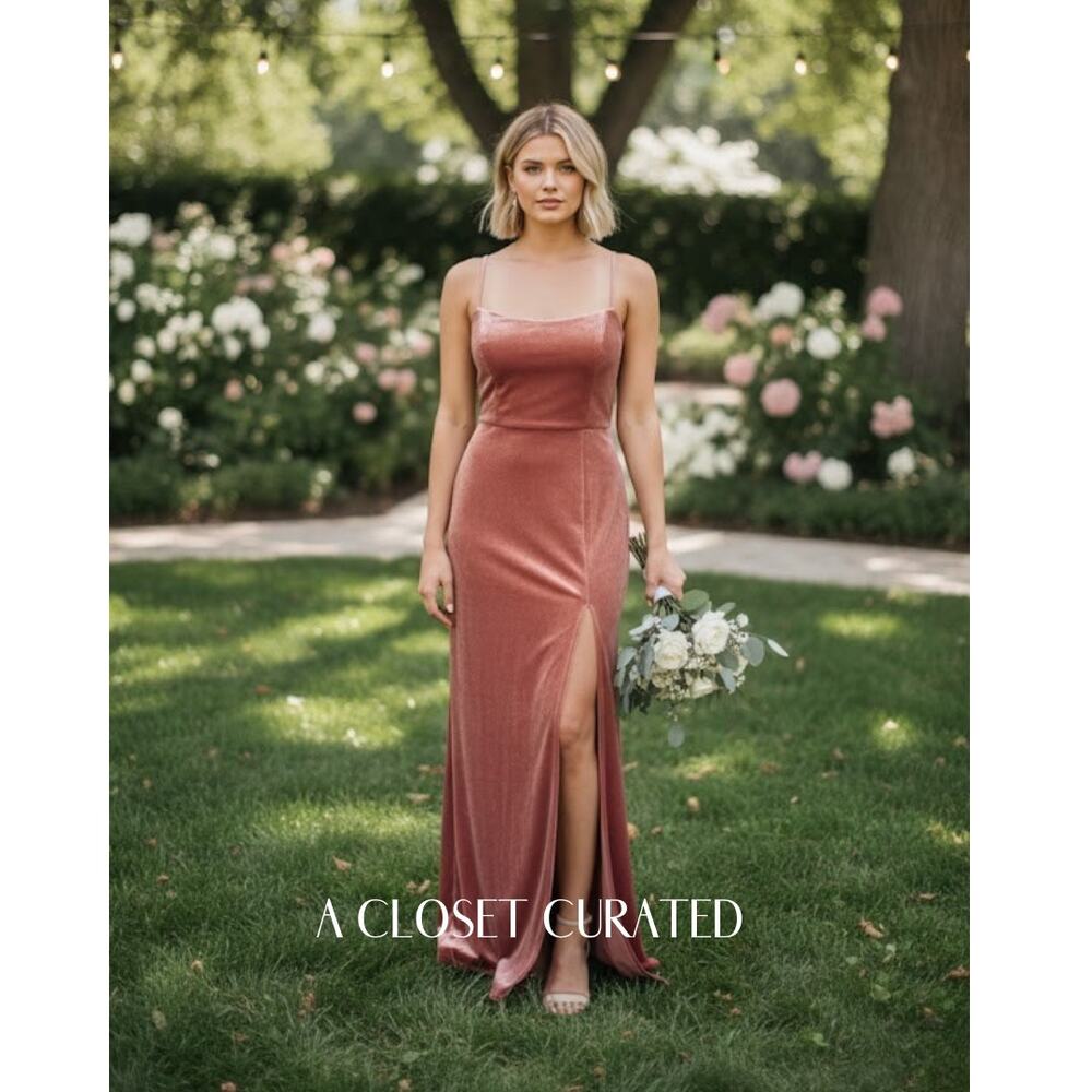 Jenny Yoo Quinn Velvet Maxi Dress 16 English Rose NWT